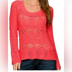 LUCKY BRAND Coral crochet sweater